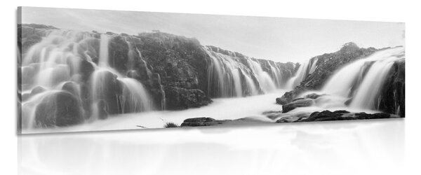 Slika plemeniti slapovi u crno-bijelom dizajnu