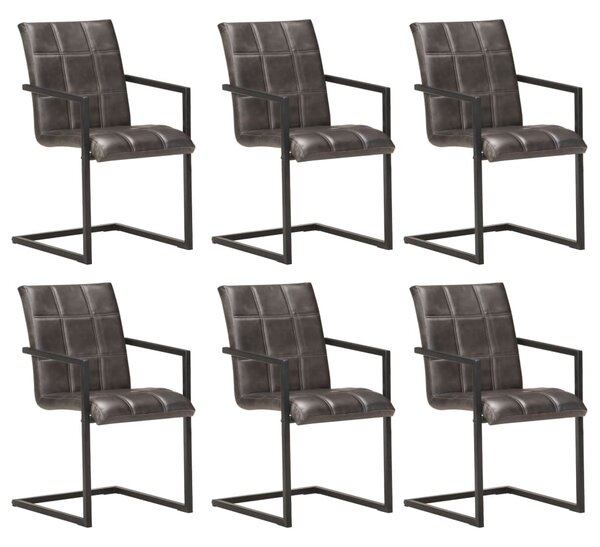 VidaXL Konzolne blagovaonske stolice od prave kože 6 kom sive