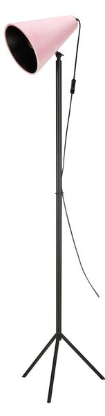 Crna podna svjetiljka s ružičastim sjenilom Markslöjd Cilla, visina 1,5 m