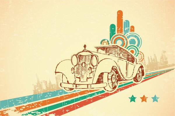 Tapeta automobil s vintage pozadinom