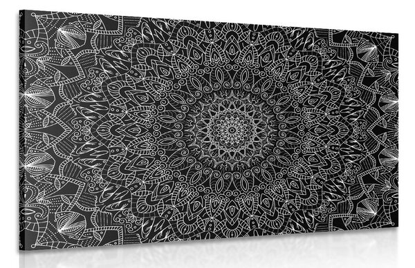 Slika detaljna ukrasna Mandala u crno-bijelom dizajnu