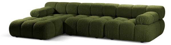 Zelena kutna garnitura od bouclé tkanine (s lijevim kutom) Bellis – Micadoni Home
