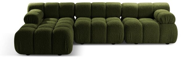 Zelena kutna garnitura od bouclé tkanine (s lijevim kutom) Bellis – Micadoni Home