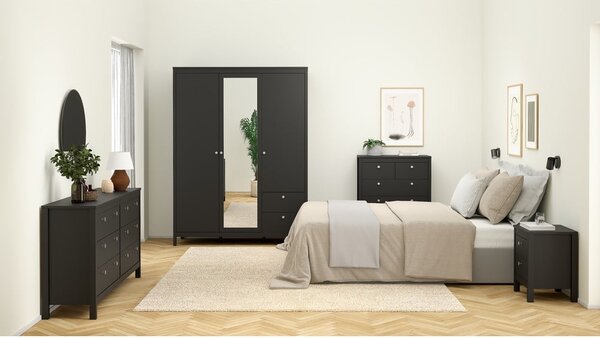 Crni ormar s ogledalom 150x199x58 cm Madrid – Tvilum