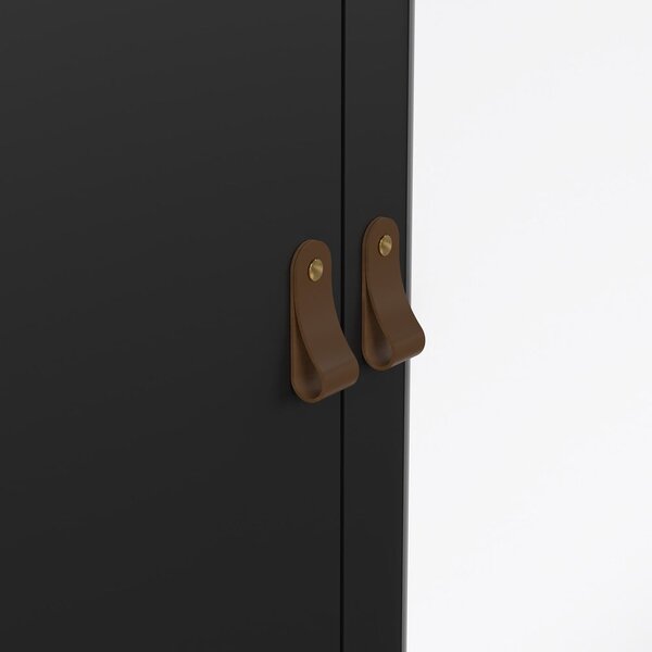 Crni ormar s ogledalom 150x199x58 cm Madrid – Tvilum