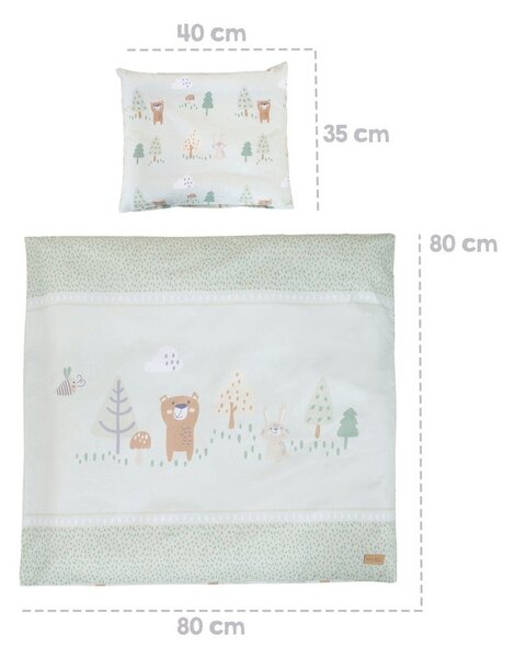 Svijetlo zelena pamučna dječja posteljina za dječji krevetić 80x80 cm Woodland Buddies – Roba