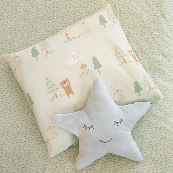 Svijetlo zelena pamučna dječja posteljina za dječji krevetić 80x80 cm Woodland Buddies – Roba