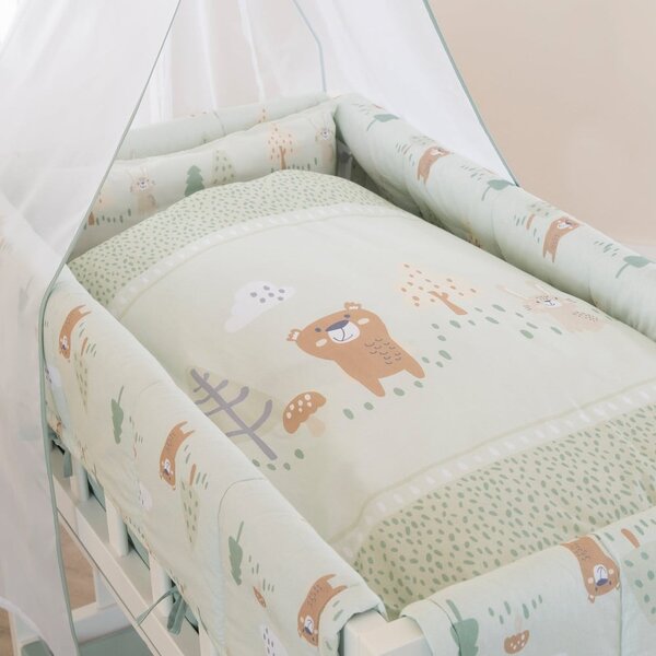 Svijetlo zelena pamučna dječja posteljina za dječji krevetić 80x80 cm Woodland Buddies – Roba