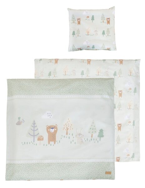 Svijetlo zelena pamučna dječja posteljina za dječji krevetić 80x80 cm Woodland Buddies – Roba