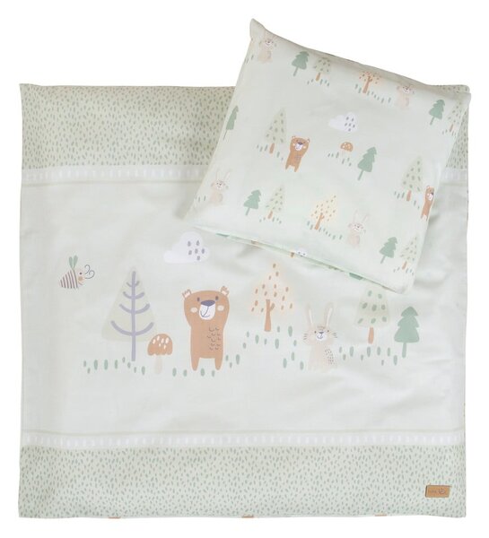 Svijetlo zelena pamučna dječja posteljina za dječji krevetić 80x80 cm Woodland Buddies – Roba