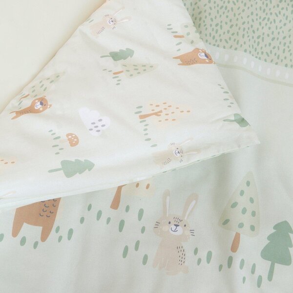 Svijetlo zelena pamučna dječja posteljina za dječji krevetić 80x80 cm Woodland Buddies – Roba