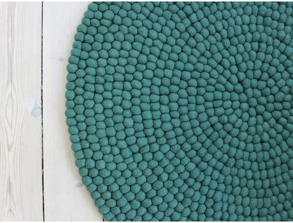 Zeleni tepih od vunenih pompona Wooldot Ball Rugs, ⌀ 90 cm