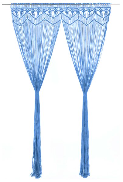VidaXL Zavjesa s makrameom plava 140 x 240 cm pamučna