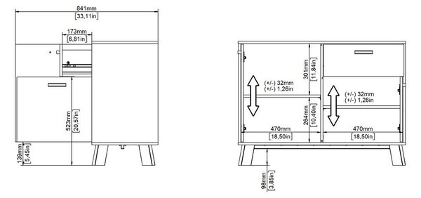 Bijela/u prirodnoj boji komoda u dekoru hrasta 99x73x39 cm Ikast – Tvilum
