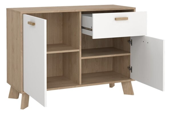 Bijela/u prirodnoj boji komoda u dekoru hrasta 99x73x39 cm Ikast – Tvilum