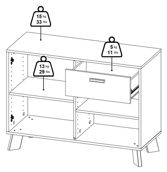 Bijela/u prirodnoj boji komoda u dekoru hrasta 99x73x39 cm Ikast – Tvilum