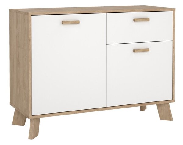 Bijela/u prirodnoj boji komoda u dekoru hrasta 99x73x39 cm Ikast – Tvilum