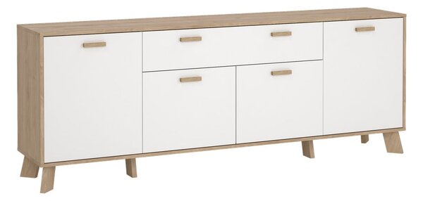 Bijela/u prirodnoj boji komoda u dekoru hrasta 196x73x39 cm Ikast – Tvilum