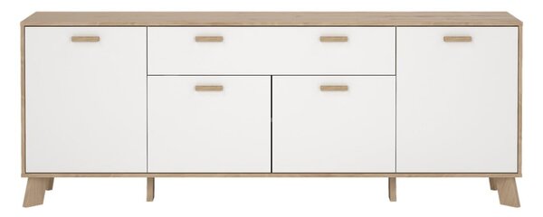 Bijela/u prirodnoj boji komoda u dekoru hrasta 196x73x39 cm Ikast – Tvilum