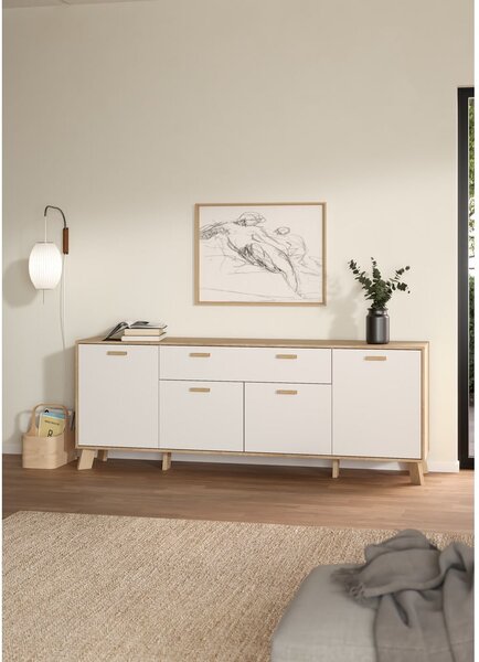 Bijela/u prirodnoj boji komoda u dekoru hrasta 196x73x39 cm Ikast – Tvilum