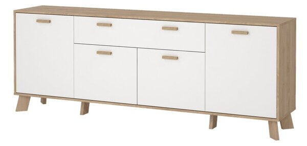 Bijela/u prirodnoj boji komoda u dekoru hrasta 196x73x39 cm Ikast – Tvilum