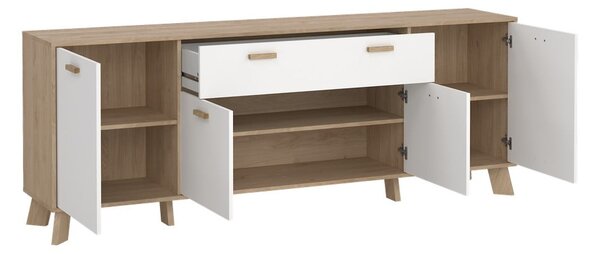 Bijela/u prirodnoj boji komoda u dekoru hrasta 196x73x39 cm Ikast – Tvilum
