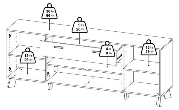 Bijela/u prirodnoj boji komoda u dekoru hrasta 196x73x39 cm Ikast – Tvilum