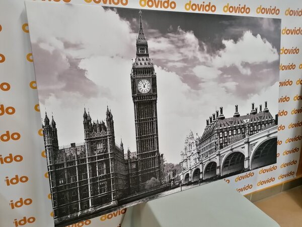 Slika Big Ben u Londonu u crno-bijelom dizajnu