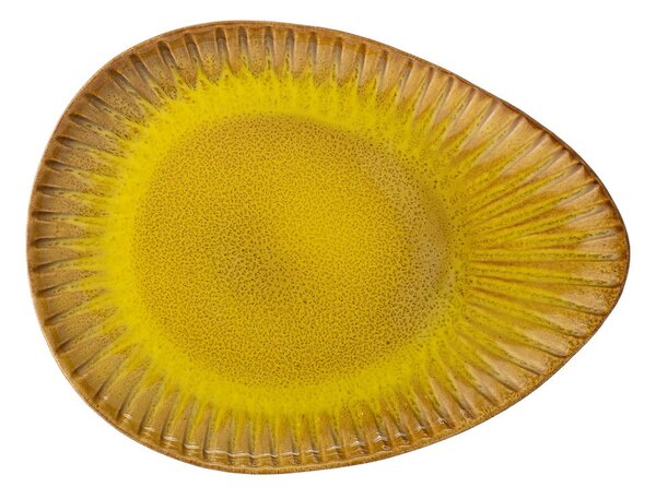 Žuti tanjur od kamenine Bloomingville Cala, 34 x 25,5 cm