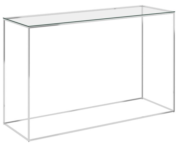 VidaXL Bočni stolić srebrni 120 x 40 x 78 cm nehrđajući čelik i staklo
