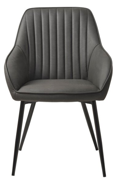 Tamno sive podstavljene blagovaonske stolice u setu s naslonima za ruke 2 kom Nolan Stripe – Unique Furniture