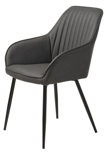 Tamno sive podstavljene blagovaonske stolice u setu s naslonima za ruke 2 kom Nolan Stripe – Unique Furniture