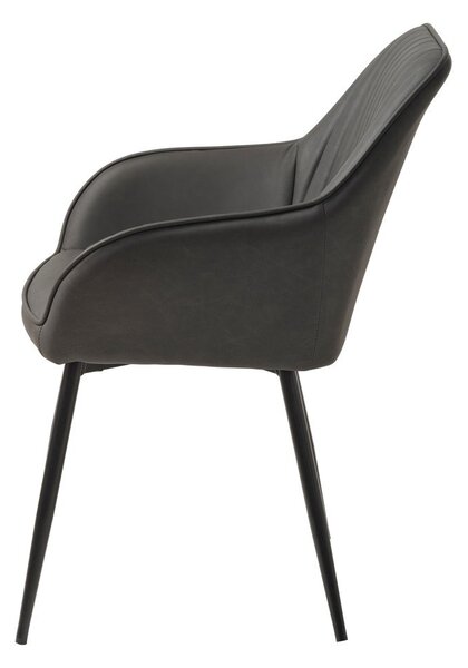 Tamno sive podstavljene blagovaonske stolice u setu s naslonima za ruke 2 kom Nolan Stripe – Unique Furniture