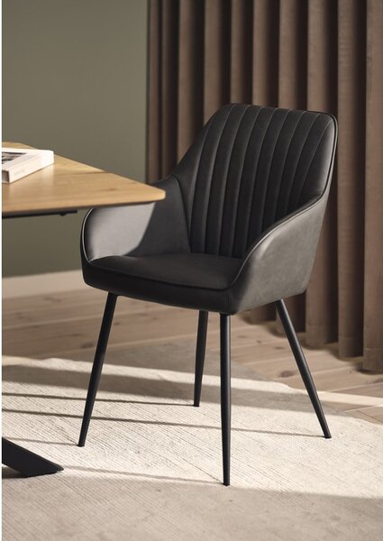 Tamno sive podstavljene blagovaonske stolice u setu s naslonima za ruke 2 kom Nolan Stripe – Unique Furniture