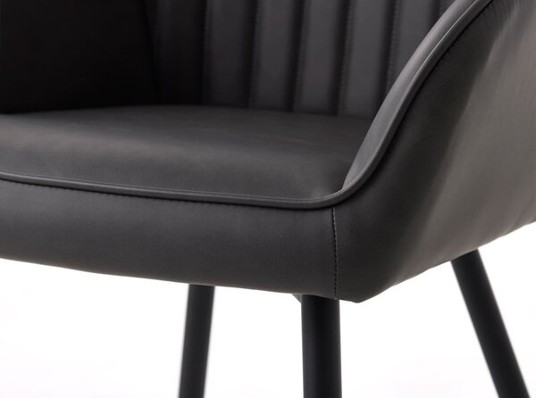 Tamno sive podstavljene blagovaonske stolice u setu s naslonima za ruke 2 kom Nolan Stripe – Unique Furniture