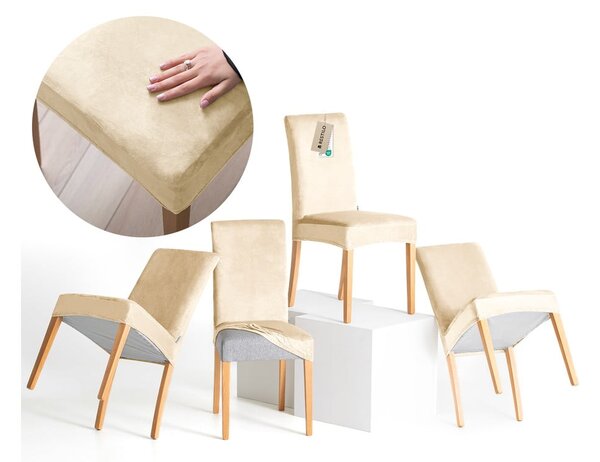 Bež rastezljive presvlake 4 kom za stolicu 48 cm Sento – Restilo