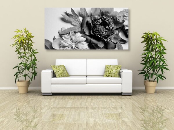Slika božuri u crno-bijelom dizajnu