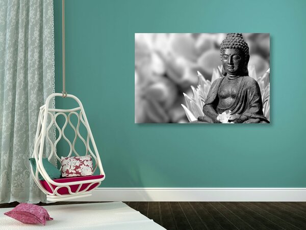 Slika mirni Buddha u crno-bijelom dizajnu