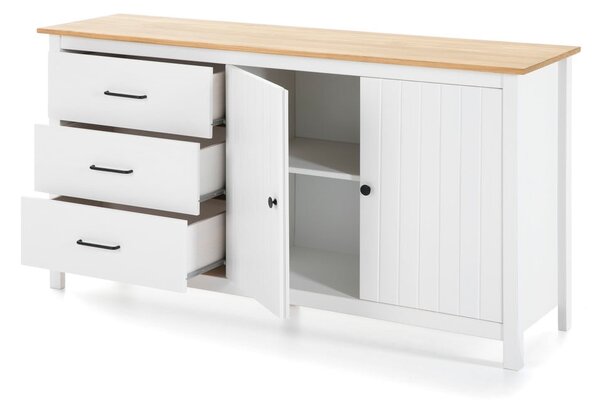 Bijela niska komoda od masivnog bora 150x80 cm Miranda – Marckeric