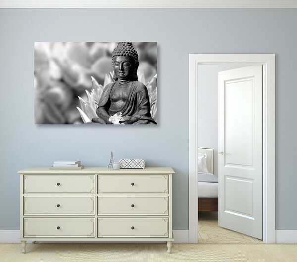 Slika mirni Buddha u crno-bijelom dizajnu