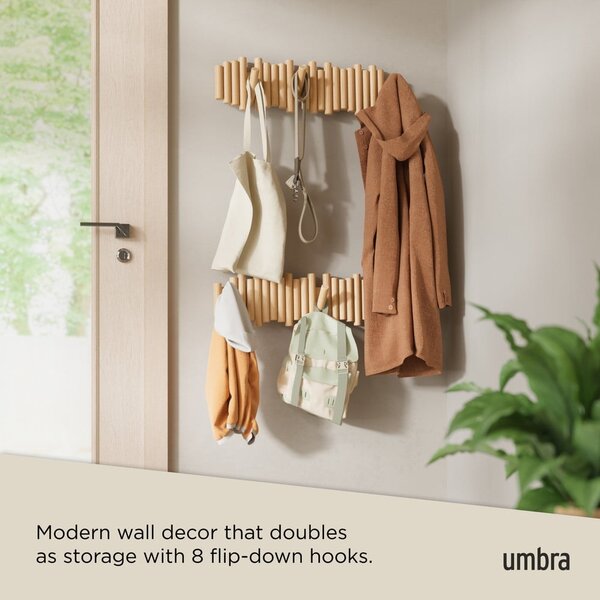 Zidna vješalica od masivnog bora u prirodnoj boji 61 cm Picket – Umbra