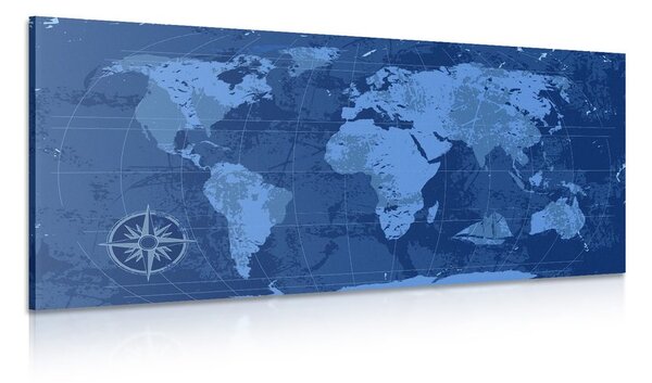 Slika rustikalni zemljovid svijeta u plavoj boji