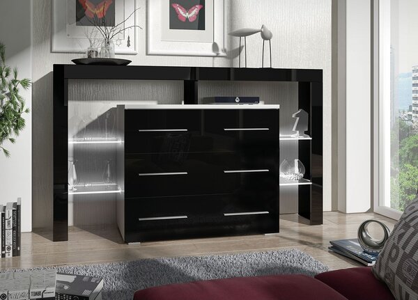 Zondo.hr Komoda Raven (bijela + crna sjajna). 1122873