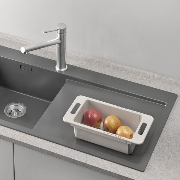 Sivi plastičan prilagodljiv teleskopski ocjeđivač za sudoper 52x18 cm – Metaltex