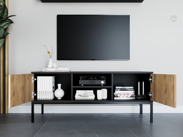 TV stolić LANZZI 120x40 cm, crna/dub artisan