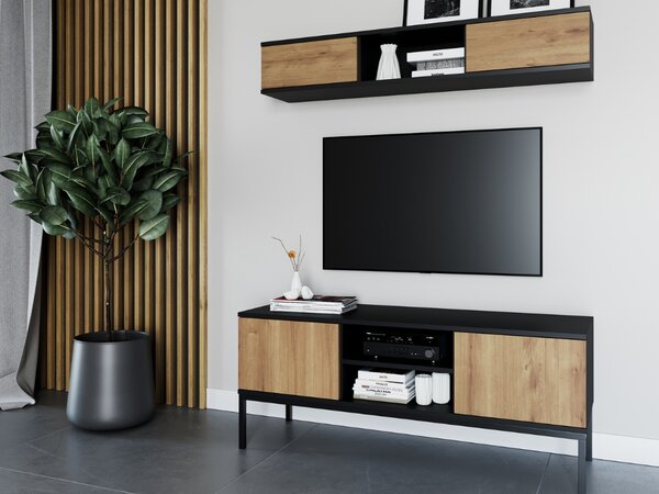 TV stolić LANZZI 120x40 cm, crna/dub artisan
