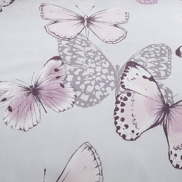 Ružičasta/svijetlo siva posteljina za bračni krevet/za produženi krevet 230x220 cm Scatter Butterfly – Catherine Lansfield