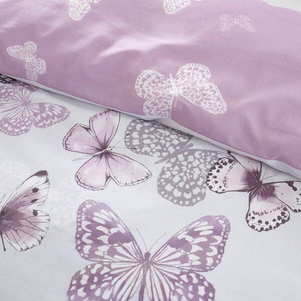 Ružičasta/svijetlo siva posteljina za bračni krevet/za produženi krevet 230x220 cm Scatter Butterfly – Catherine Lansfield