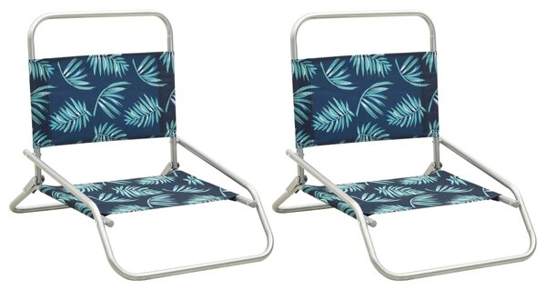 VidaXL Sklopive stolice za plažu od tkanine 2 kom s uzorkom lišća