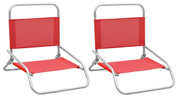 VidaXL Sklopive stolice za plažu od tkanine 2 kom crvene